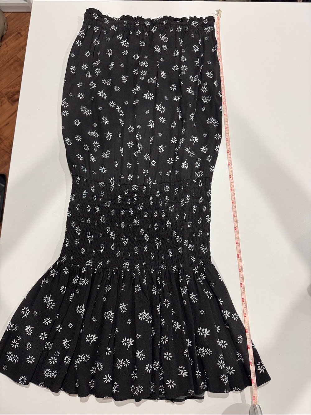Blue Life Black Floral Smocked Tube Mini Dress